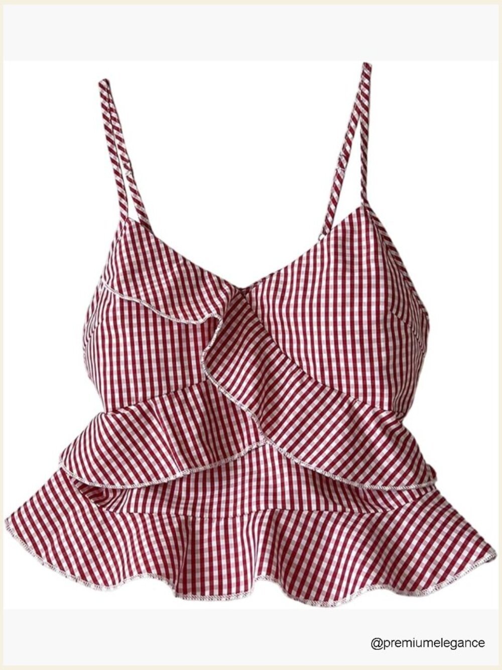 Gingham Cami Top Spaghetti Strap Ruffle Crop Y2K Tank